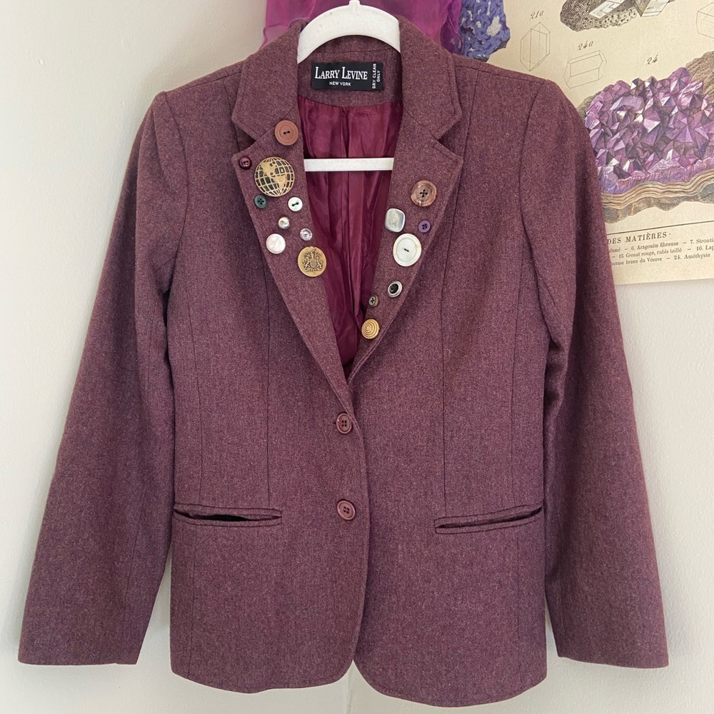 Reworked Larry Levine Women's Burgundy Blazer